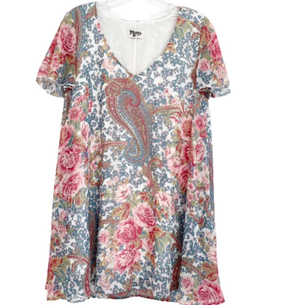 Show Me Your Mumu Boho Floral Paisley Pink Kylie Mini Dress S
